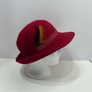 GEO. W. BOLLMAN & Co vintage doeskin felt wool hat with feather church wedding